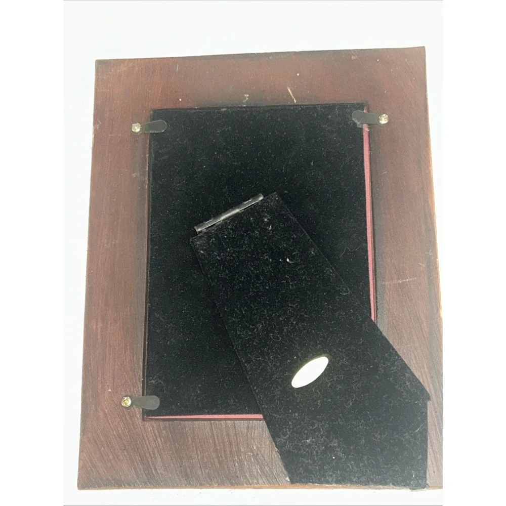 Vintage Dolphin Picture Frame 3x5 Wood Brass Tone Coastal Nautical Korea